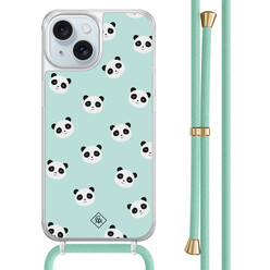 Casimoda iPhone 15 hoesje met mint koord - Panda print