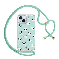 Casimoda iPhone 15 hoesje met mint koord - Panda print