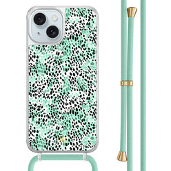 Casimoda iPhone 15 hoesje met mint koord - Luipaard mint