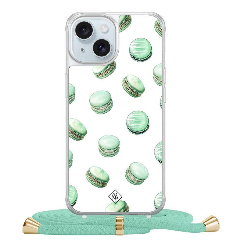 Casimoda iPhone 15 hoesje met mint koord - Macarons