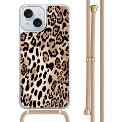 Casimoda iPhone 15 hoesje met beige koord - Golden wildcat