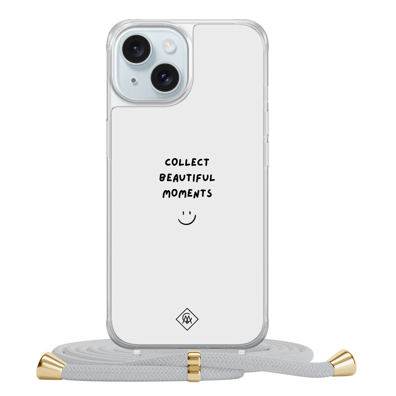 Casimoda iPhone 15 hoesje met grijs koord - Collect moments