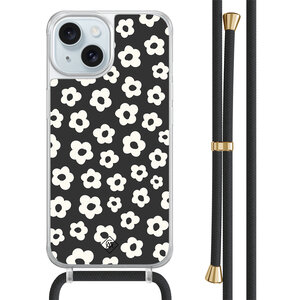 Casimoda iPhone 15 hoesje met zwart koord - Retro bloempjes