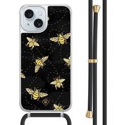 Casimoda iPhone 15 hoesje met zwart koord - Bee happy