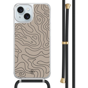 Casimoda iPhone 15 hoesje met zwart koord - Abstract lines