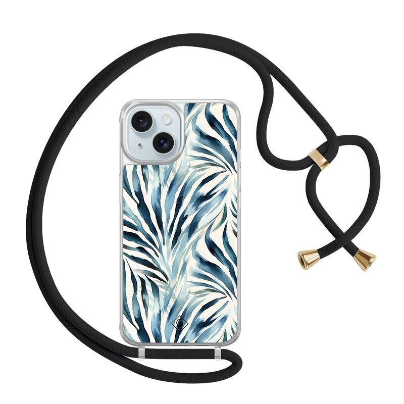 Casimoda iPhone 15 hoesje met zwart koord - Japandi waves