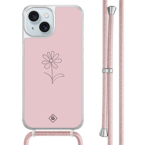 Casimoda iPhone 15 hoesje met rosegoud koord - Madeliefje