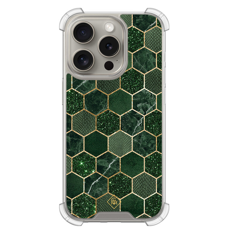 Casimoda iPhone 15 Pro shockproof hoesje - Kubus groen