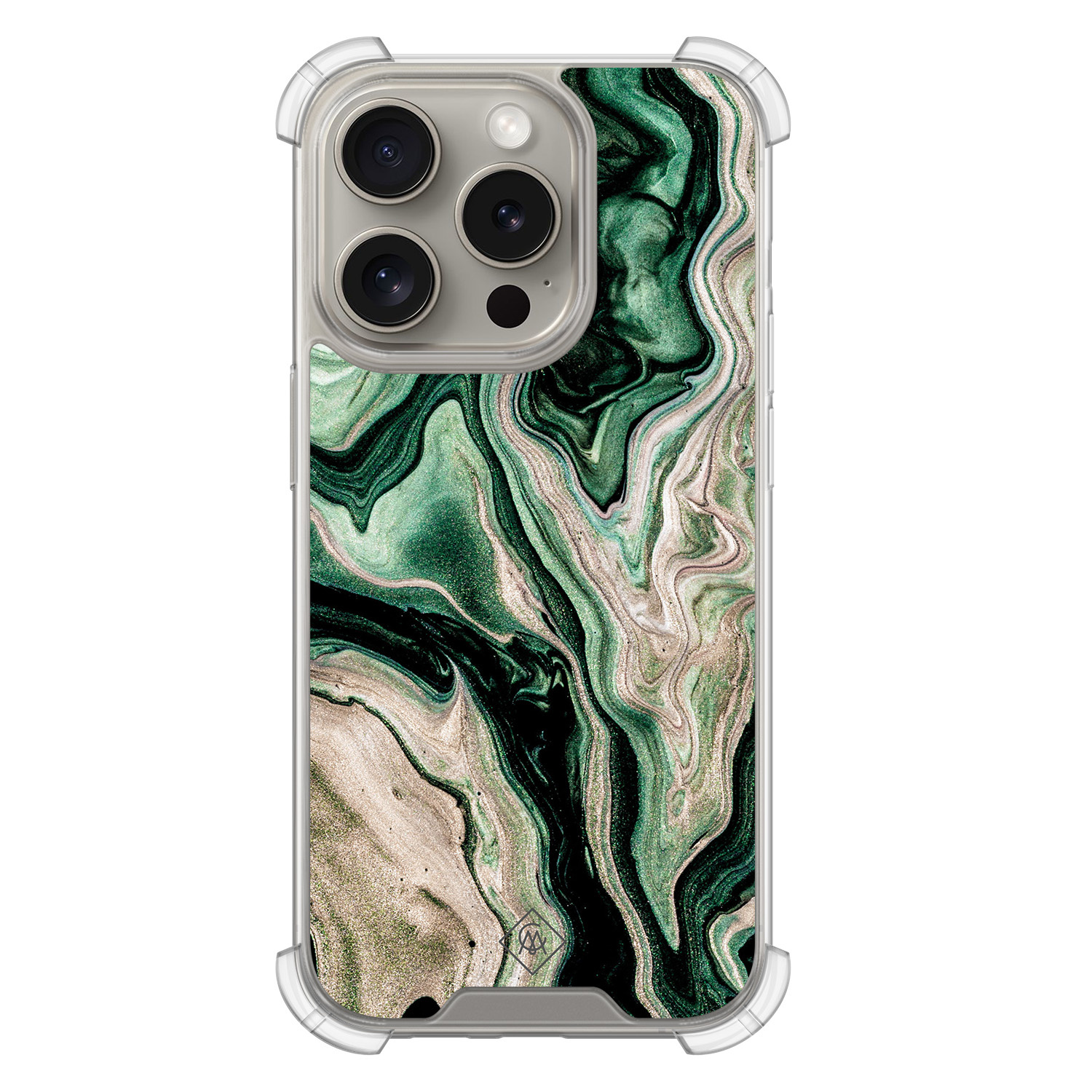 iPhone 15 Pro shockproof hoesje - Green waves