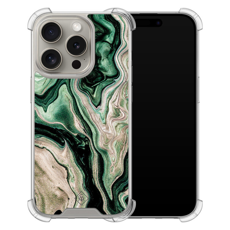 Casimoda iPhone 15 Pro shockproof hoesje - Green waves