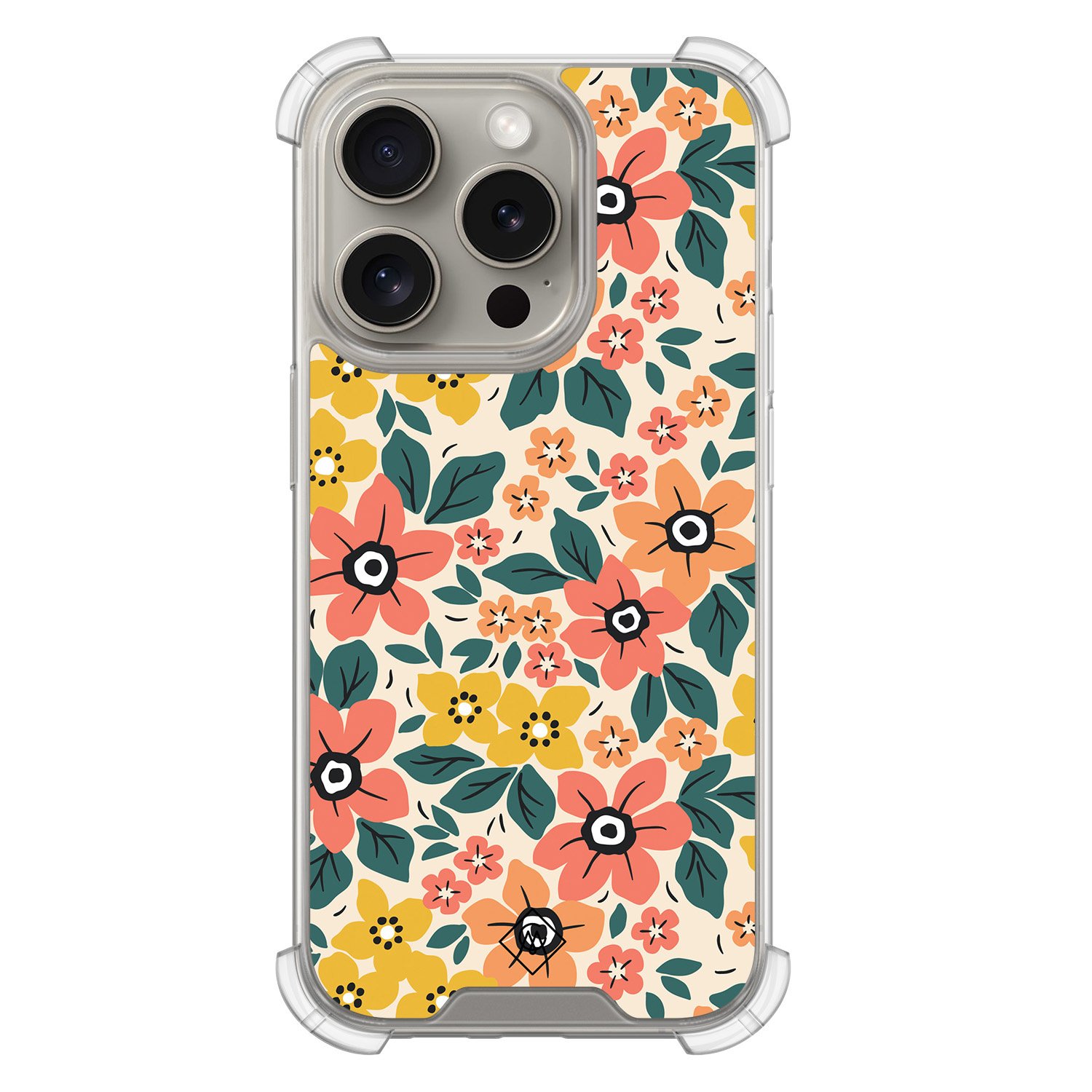 iPhone 15 Pro hoesje - Blossom - Casimoda® Shockproof case - Extra sterk - TPU/acryl - Multi, Transparant