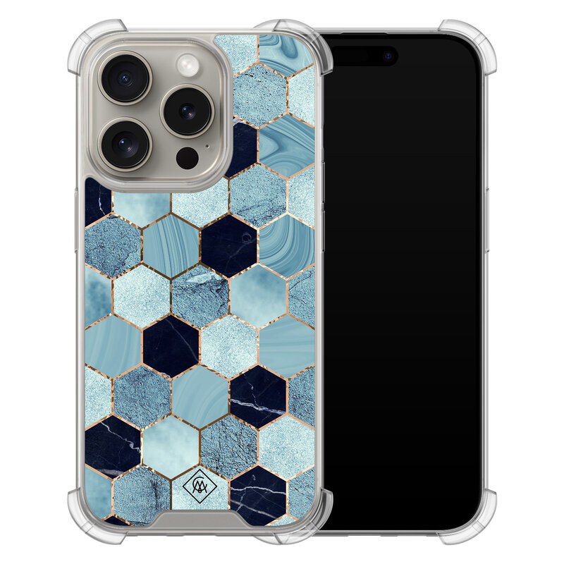 Casimoda iPhone 15 Pro shockproof hoesje - Blue cubes