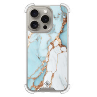 Casimoda iPhone 15 Pro shockproof hoesje - Marmer lichtblauw