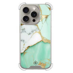 Casimoda iPhone 15 Pro shockproof hoesje - Marmer mintgroen