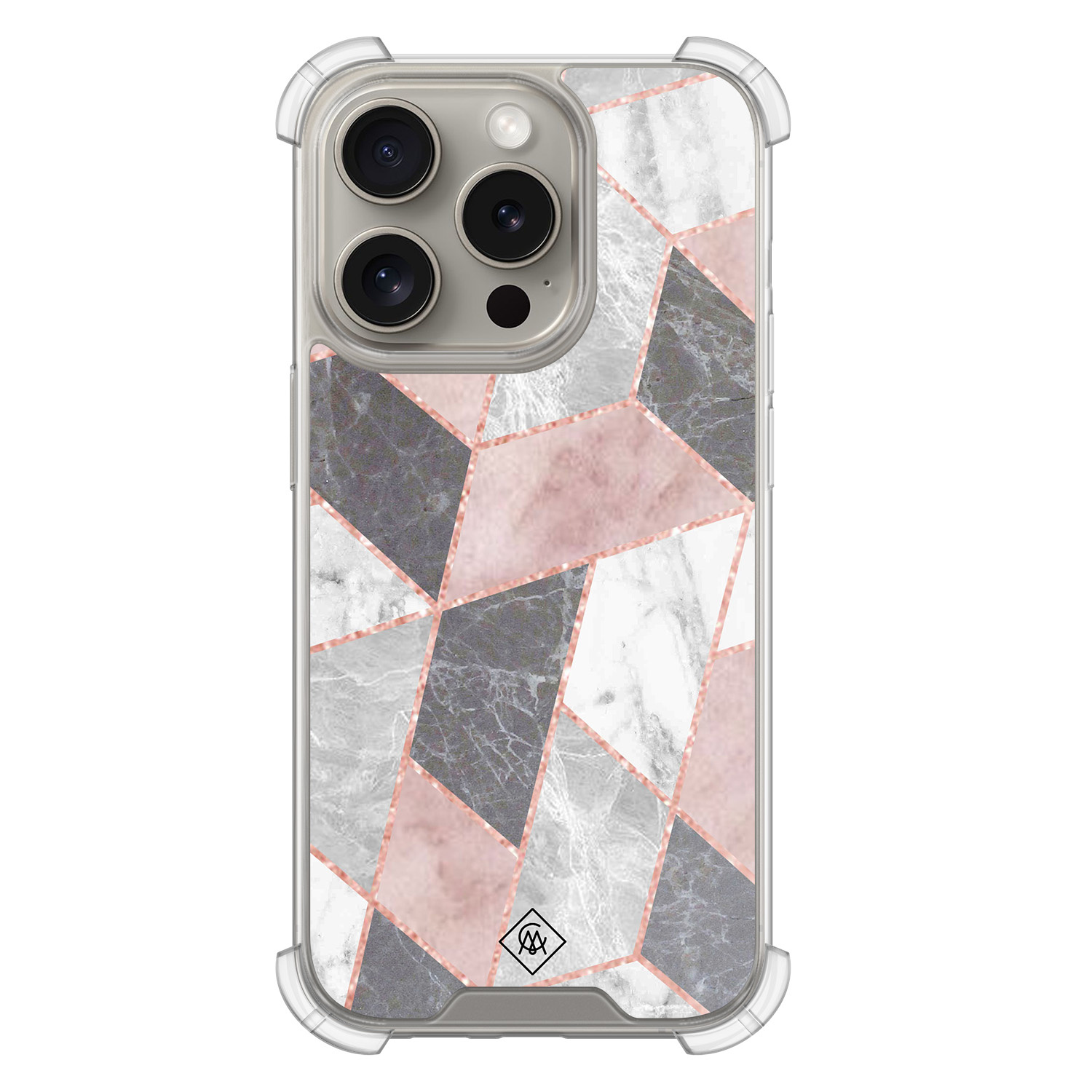 iPhone 15 Pro shockproof hoesje - Stone grid