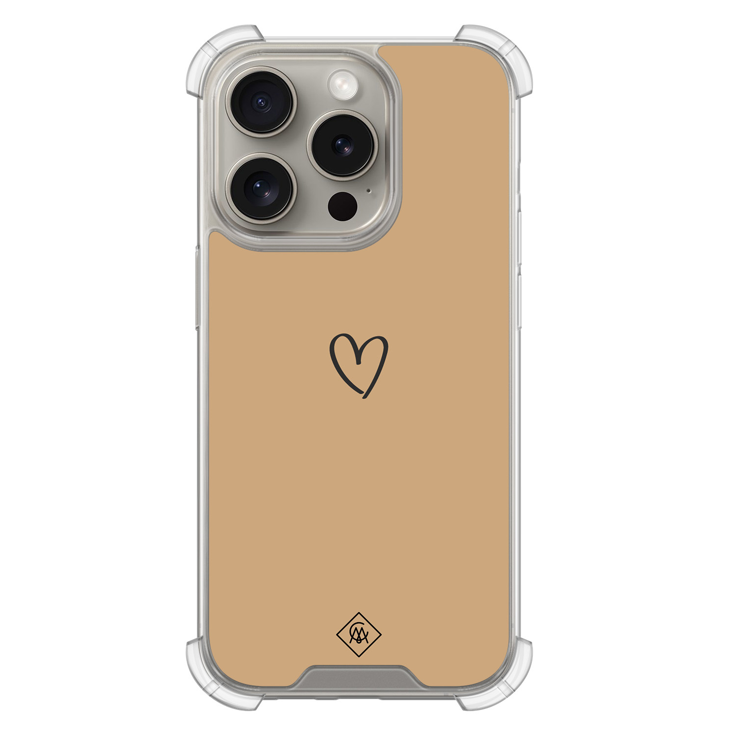 iPhone 15 Pro shockproof hoesje Hart bruin