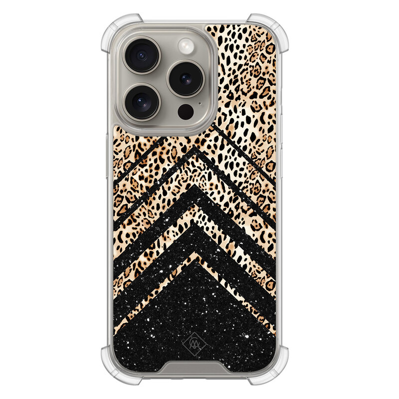 Casimoda iPhone 15 Pro shockproof hoesje - Chevron luipaard