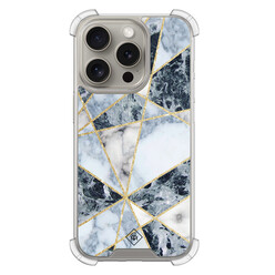 Casimoda iPhone 15 Pro shockproof hoesje - Marmer blauw