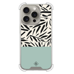 Casimoda iPhone 15 Pro shockproof hoesje - Abstract mint palms