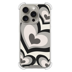Casimoda iPhone 15 Pro shockproof hoesje - Hart swirl zwart