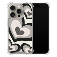 Casimoda iPhone 15 Pro shockproof hoesje - Hart swirl zwart