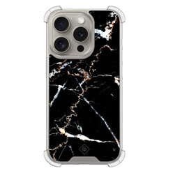 Casimoda iPhone 15 Pro shockproof hoesje - Marmer zwart