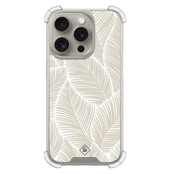 Casimoda iPhone 15 Pro shockproof hoesje - Palmy leaves beige