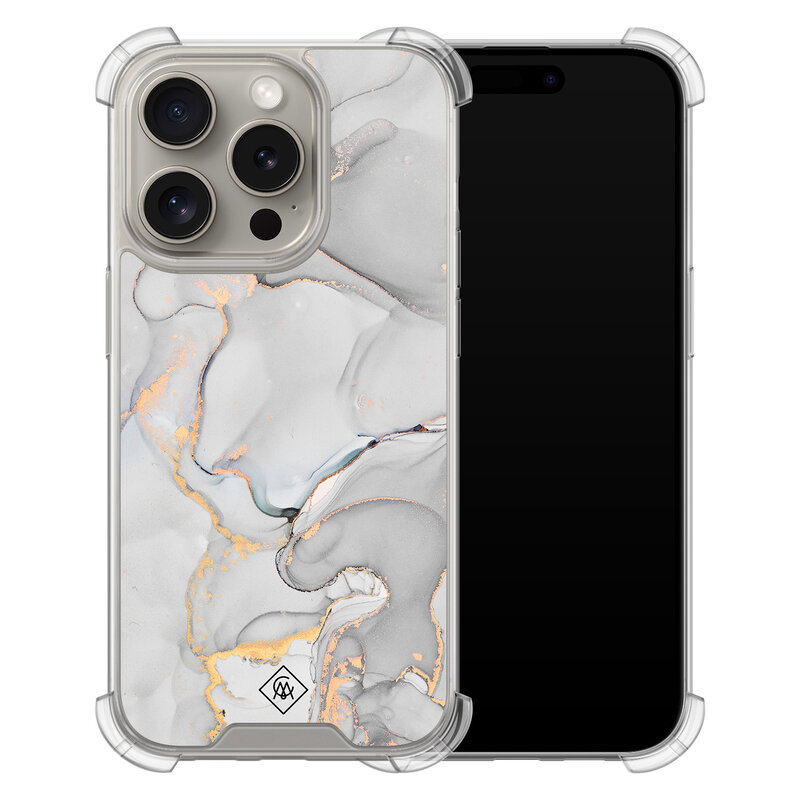 Casimoda iPhone 15 Pro shockproof hoesje - Marmer grijs