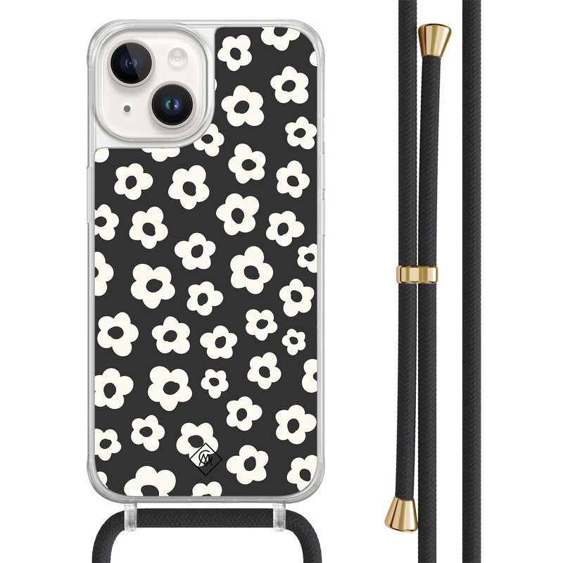 Casimoda iPhone 14 hoesje met zwart koord - Retro bloempjes