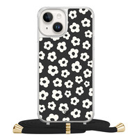 Casimoda iPhone 14 hoesje met zwart koord - Retro bloempjes