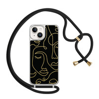 Casimoda iPhone 14 hoesje met zwart koord - Abstract faces