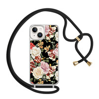 Casimoda iPhone 14 hoesje met zwart koord - Flowerpower