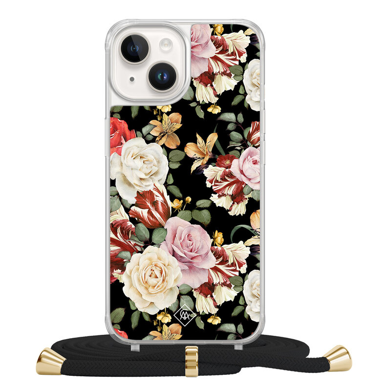 Casimoda iPhone 14 hoesje met zwart koord - Flowerpower