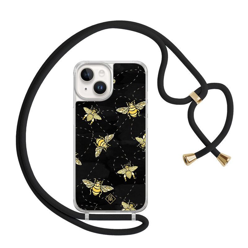 Casimoda iPhone 14 hoesje met zwart koord - Bee happy