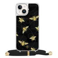 Casimoda iPhone 14 hoesje met zwart koord - Bee happy
