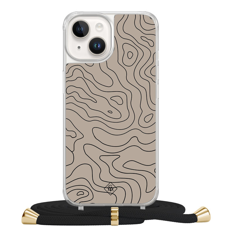 Casimoda iPhone 14 hoesje met zwart koord - Abstract lines