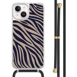 Casimoda iPhone 14 hoesje met zwart koord - Chevron navy