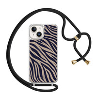 Casimoda iPhone 14 hoesje met zwart koord - Chevron navy