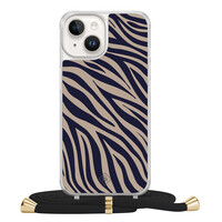 Casimoda iPhone 14 hoesje met zwart koord - Chevron navy