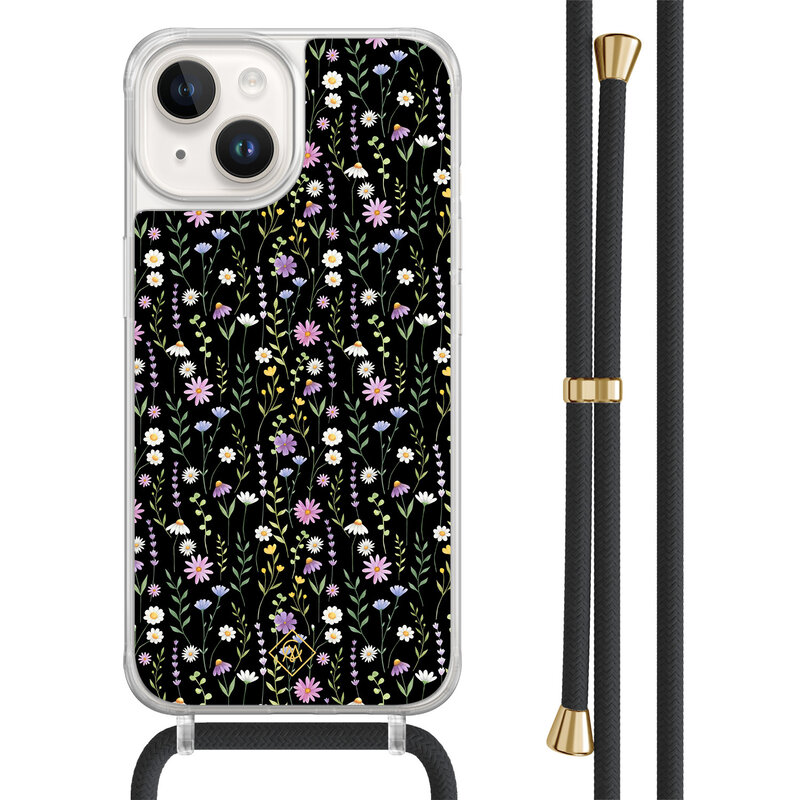 Casimoda iPhone 14 hoesje met zwart koord - Flower fantasy