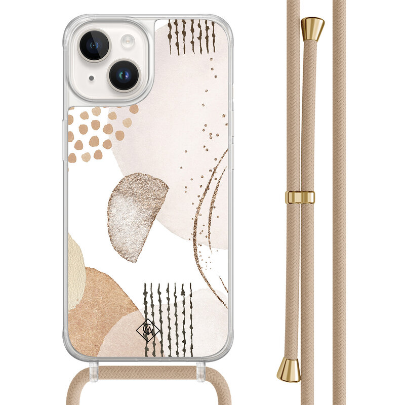 Casimoda iPhone 14 hoesje met beige koord - Abstract shapes