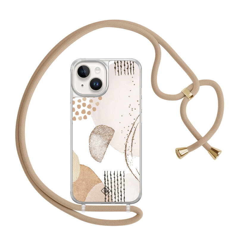 Casimoda iPhone 14 hoesje met beige koord - Abstract shapes