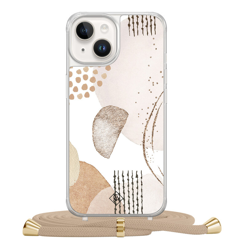 Casimoda iPhone 14 hoesje met beige koord - Abstract shapes