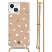 Casimoda iPhone 14 hoesje met beige koord - Sweet daisies