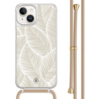 Casimoda iPhone 14 hoesje met beige koord - Palm leaves beige