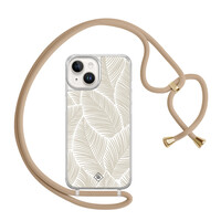 Casimoda iPhone 14 hoesje met beige koord - Palm leaves beige