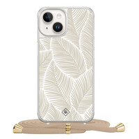 Casimoda iPhone 14 hoesje met beige koord - Palm leaves beige