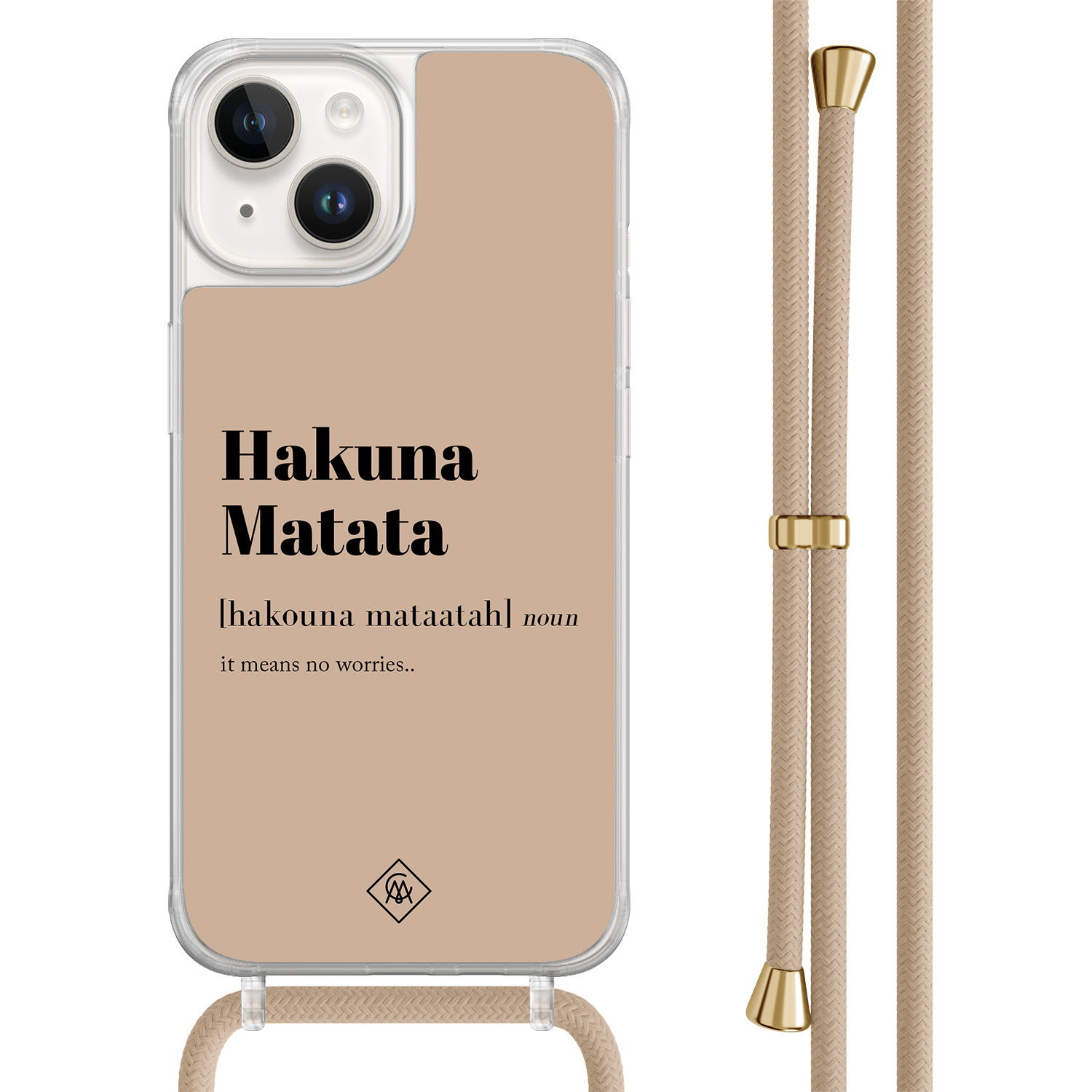 iPhone 14 hoesje met beige koord - Hakuna matata