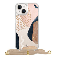 Casimoda iPhone 14 hoesje met beige koord - Abstract dots