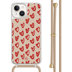 Casimoda iPhone 14 hoesje met beige koord - Hartendief